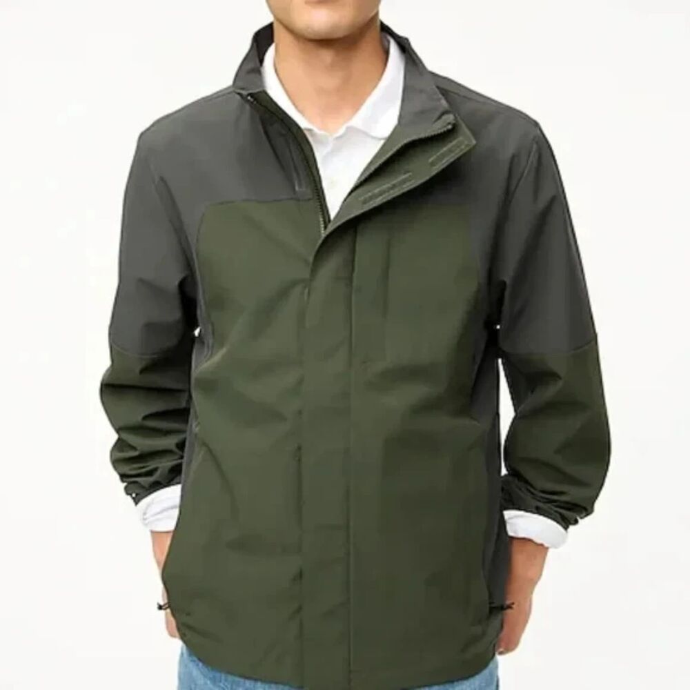 J. Crew Green Gray Colorblock Performance Jacket Men's Size Medium